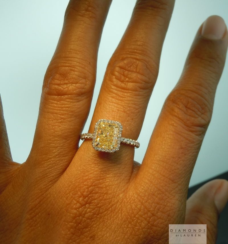yellow diamond halo ring