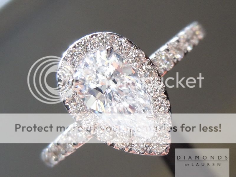 pear shape diamond halo ring