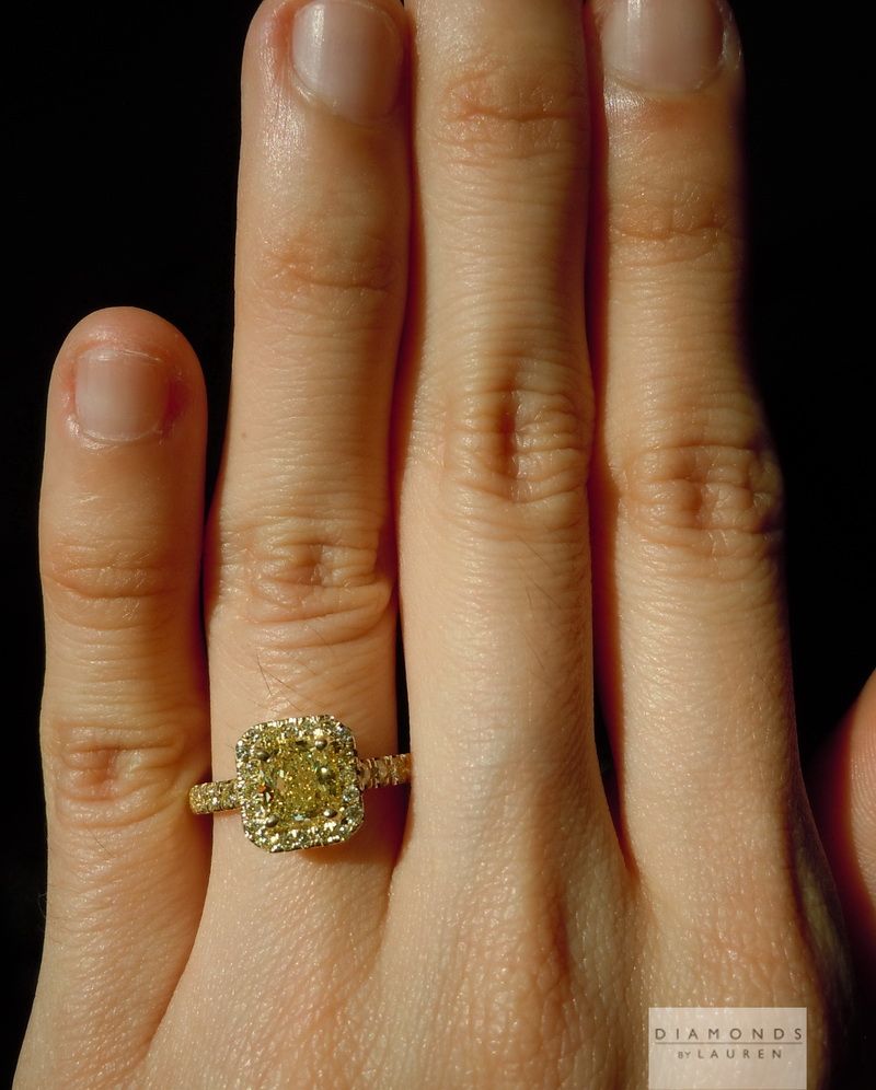 yellow diamond halo ring
