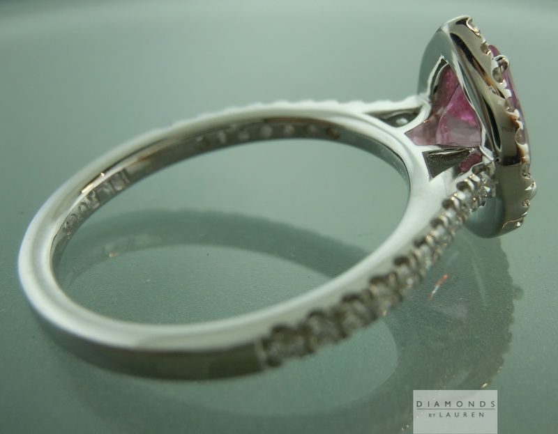pink sapphire diamond halo ring