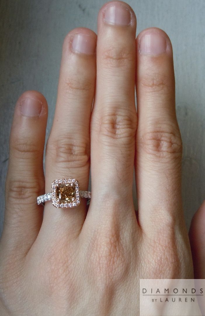 pink diamond halo ring gia fancy orange-brown