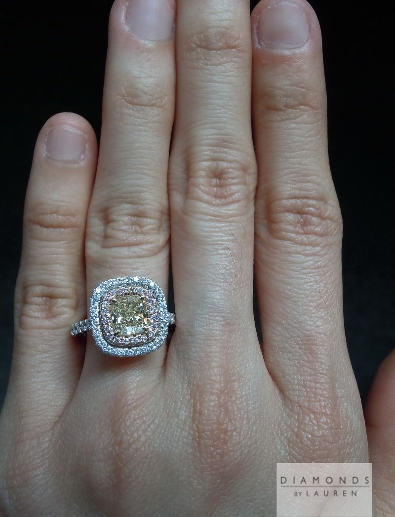pink diamond halo ring