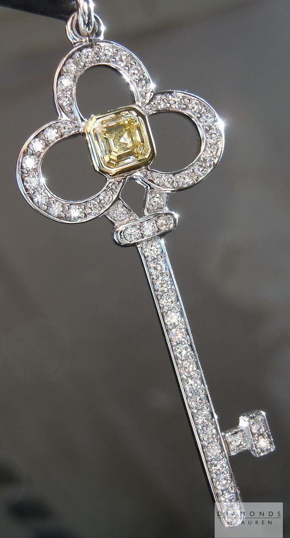 yellow diamond key pendant