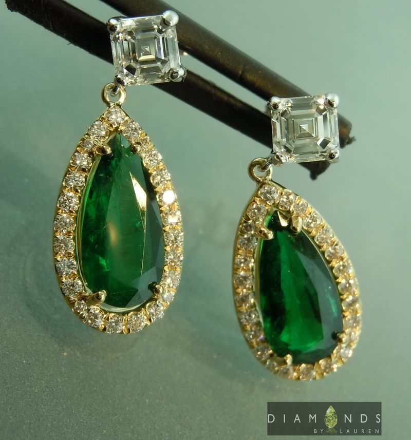 emerald and diamond earrings