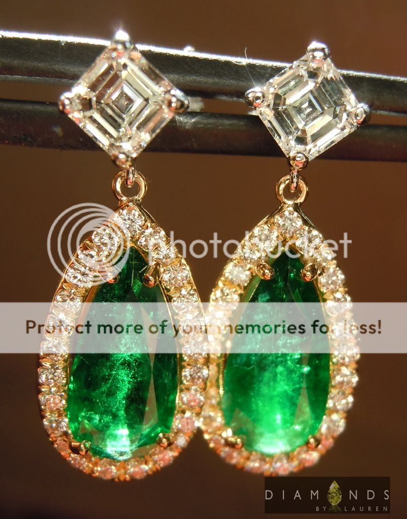 emerald diamond halo earrings