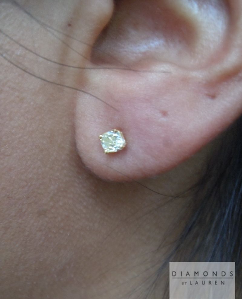 yellow cushion cut diamond stud earrings