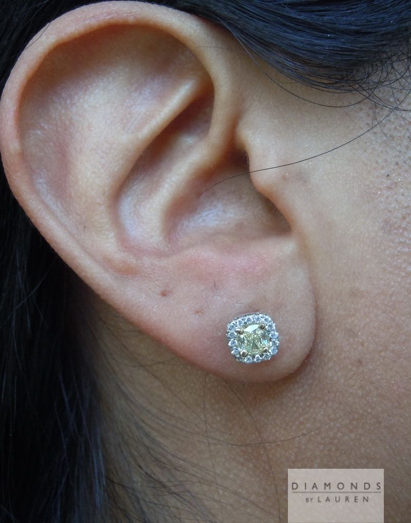 Diamond Earrings Yellow Diamonds Diamond Halo Earrings