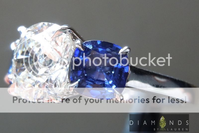diamond and sapphire three stone ring