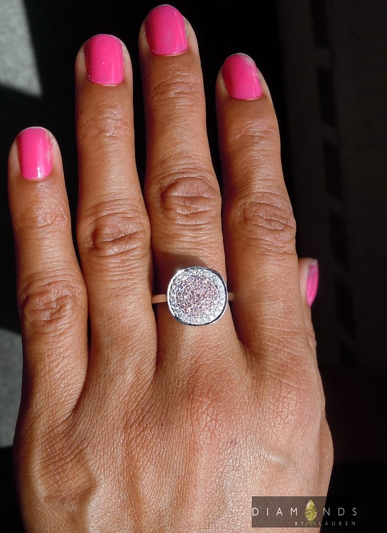 natural pink and colorless diamond ring