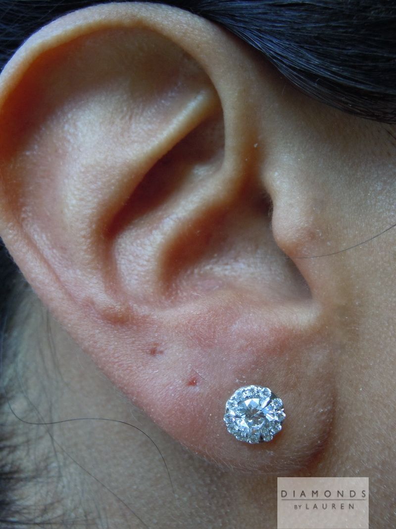 diamond halo earrings