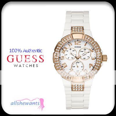   NEW GUESS WATCH for WOMEN * White * Status In the Round * U13608L1 NWT